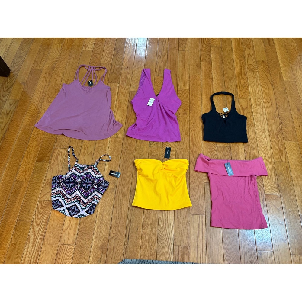 Express Womens Top Bundle 6pc NWT Yellow Pink Black Purple XS S Mixed Sizes